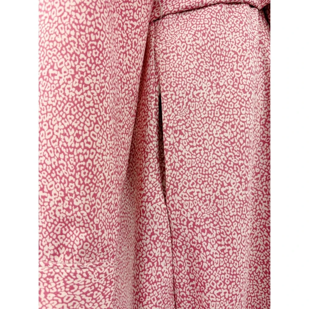 Rachel Parcell Long Sleeve Shirtdress Size L Pink Cheetah Animal Print Tie Waist - Picture 9 of 11